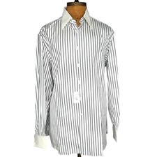 Stefano Ricci 17.5 Luxury Cotton Striped Shirt With French Cuffs New with Tags