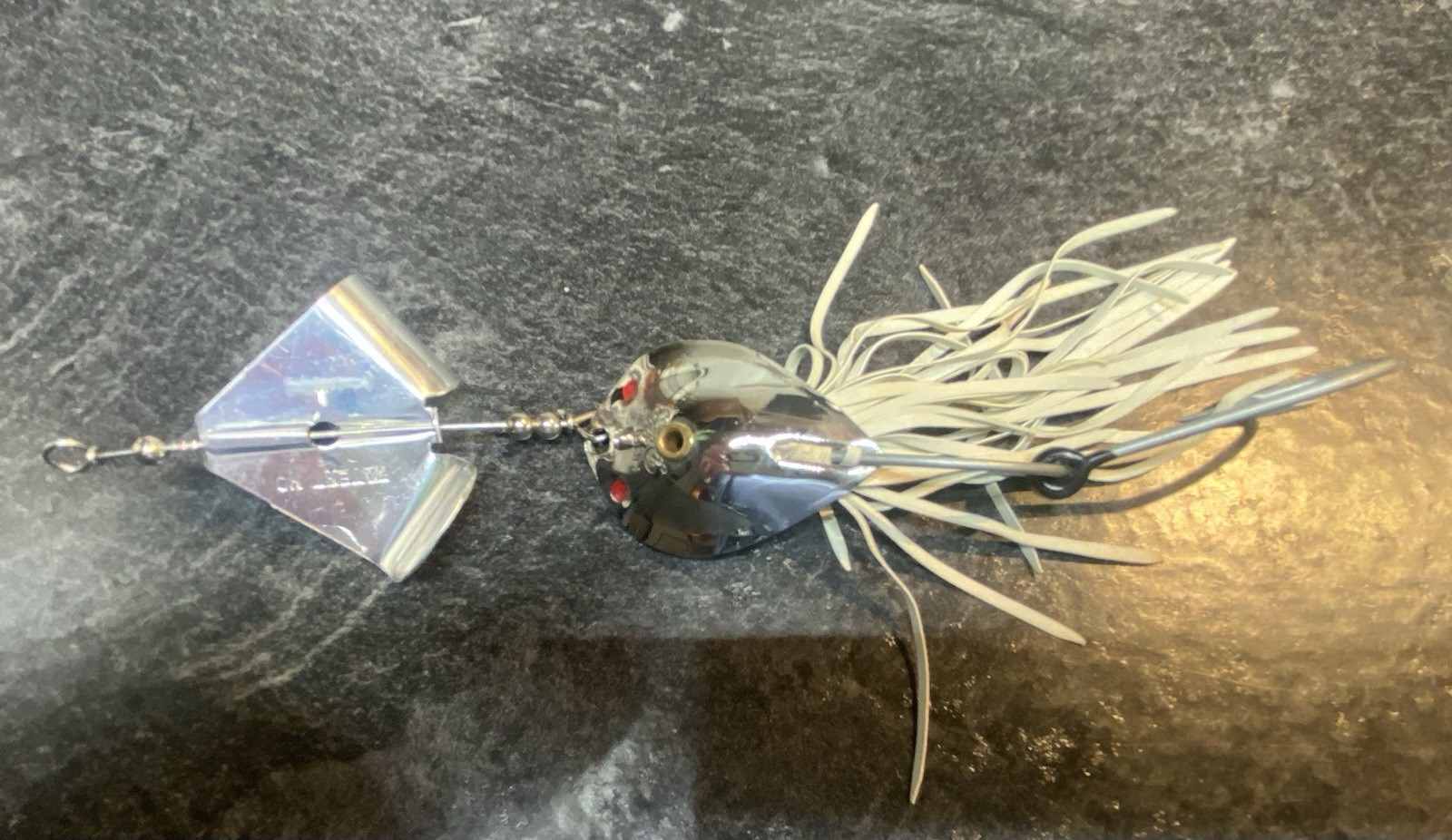 Vtg Lurh Jensen HERB'S Dilly BUZZ Chrome Spoon Buzzbait Topwater 5/8 Fish Lure - Image 2