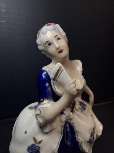 Royal Dux #139 Elegant Lady Woman with Fan Royal Blue Figurine - Picture 2 of 18