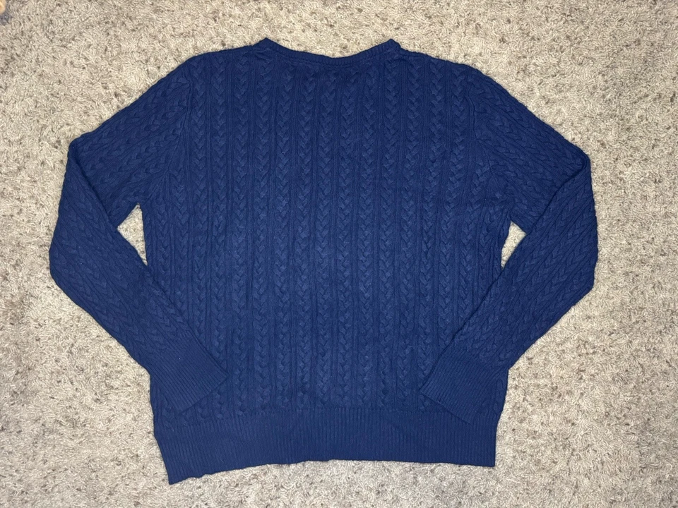 Cárdigan Suéter Tejido con Cable Mezcla Angora Cachemira Azul Marino Eddie Bauer Preppy XL De Colección Foto 2 de 4