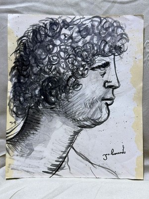 LEONARDO DA VINCI  drawing and painting on old paper signed stamped vintage