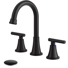Bathroom Faucets for Sink 3 Hole, Matte Black Bathroom Sink Faucet with Pop-u...