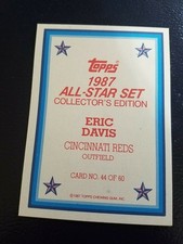 Eric Davis Reds 1987 Topps All-Star Collector's Edition BLANK FRONT SCARCE