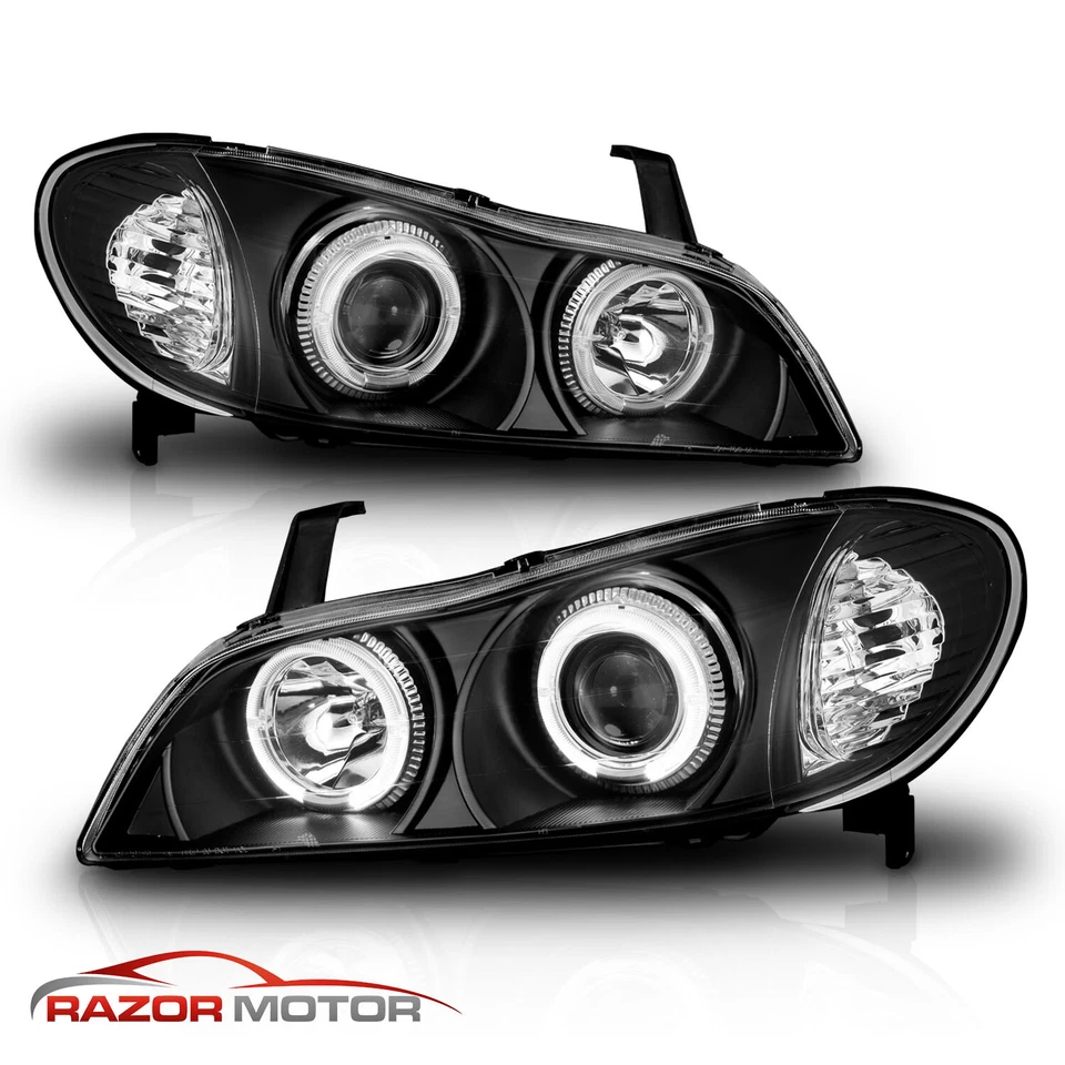 [Dual LED Halo] For 2000 2001 Infiniti I30 Black Projector Headlights Pair - Image 2 of 4