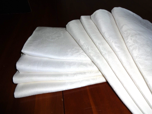 Antique Irish Linen Damask 8 same pattern 22" square GOOD - Picture 2 of 5