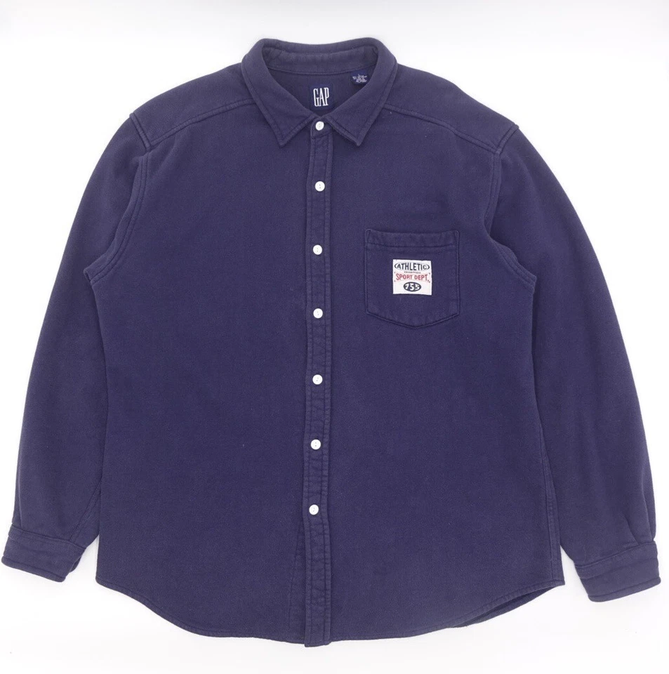 Sudadera Atlética Vintage Años 90’s Gap Abotonada Hombre’s Grande Azul Foto 2 de 4