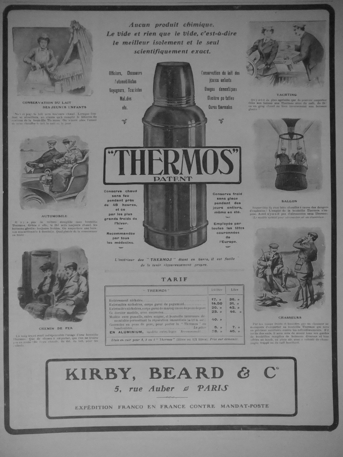 PRESSEWERBUNG 1907 THERMOSKANNE PATENT 48 STUNDEN WARM AUFBEWAHRT