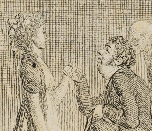 D. CHODOWIECKI (*1726), Caricatura della Cortesia, 1799, Ruota. Classicismo - Foto 2 di 4