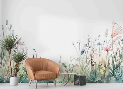 3D Flowers Leaves Flora Watercolor Self-adhesive Removable Wallpaper Murals 16