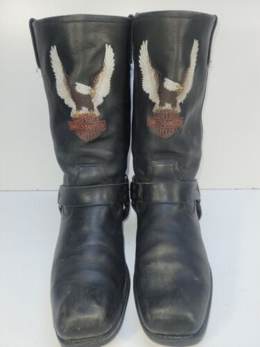 Harley-Davidson Square Toe Eagle Oil Chemical Resistant Sierra Boots US Size 10 - Picture 1 of 11