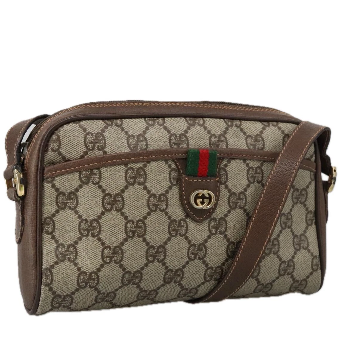 Sac à bandoulière GUCCI GG Supreme Web Sherry Line PVC beige 156 02 089 authentique 103550