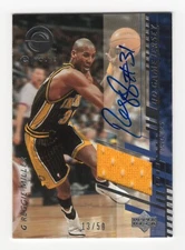 2000-01 Upper Deck Evolve REGGIE MILLER Auto Game Jersey Card #d 50 RARE