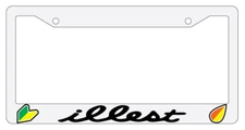 Illest Logo Design 2A White Plastic License Plate Frame JDM