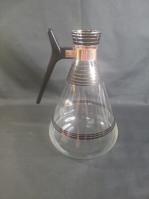 Inland Glass Empress Carafe Copper W/Rose Gold Tone Accent Vintage Atomic Retro