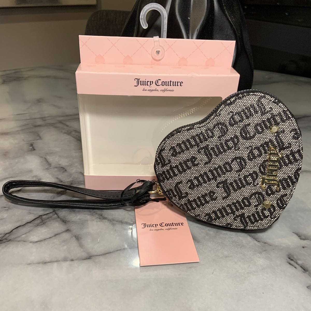 Juicy Couture Los Angeles, California Gothic Print Heart Coin