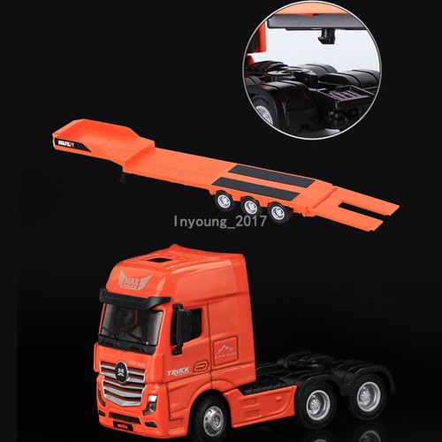 Flatbed Truck with Excavator 1:50 Diecast Metal Construction Vehicle Toys Orange - Picture 2 of 13