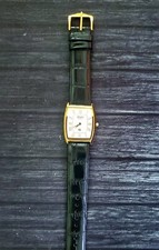 RARE Vintage Men's Slim Tank Barrel Gold White Watch New Mvt  Batt  
