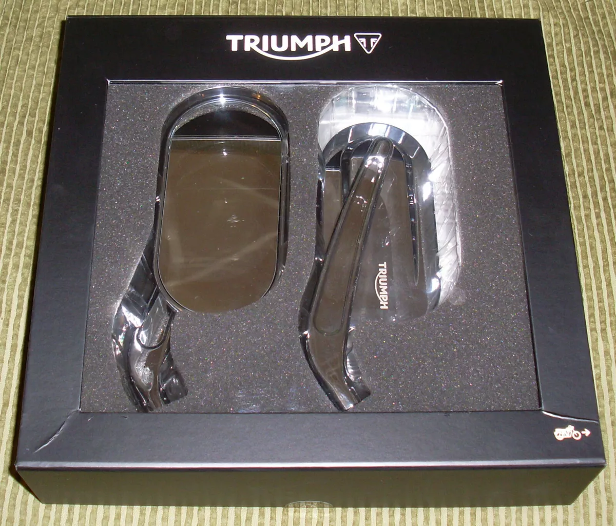 GENUINE TRIUMPH STREET TWIN OVAL CAST CHROME MIRRORS A9638143 | eBay
