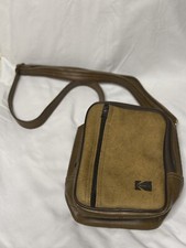 vtg Kodak brown faux leather camera bag cross body 8x6x4" Made in USA
