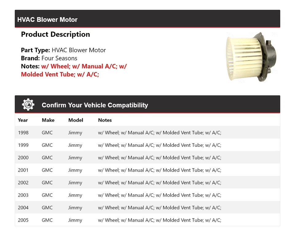 Motor de soprador HVAC Jimmy 1998-2005 4 estações 1999 2000 2001 2002 2003 - Imagem 2 de 4