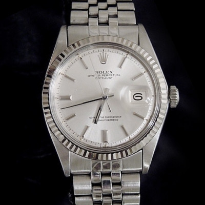 Rolex Datejust Stainless Steel 18K White Gold Watch Silver w/ Jubilee Band 1601