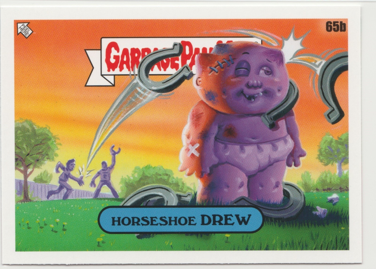 Vintage-style Horseshoe Drew Garbage Pail Kids #65b 2024 Kids At Play Series