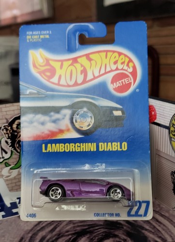 👓Hot Wheels 1995 #227🏁Lamborghini DIABLO Pearl Purple⭐Chrome 5-Spoke Wheels