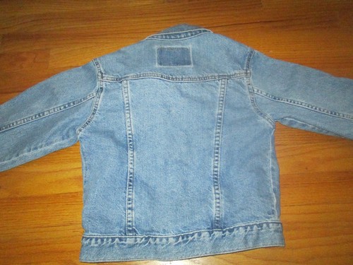 1998 Vtg 90s Levi's 37488 Biker jean denim Jacket Size YOUTH Boy Girl Medium USA - Picture 15 of 19