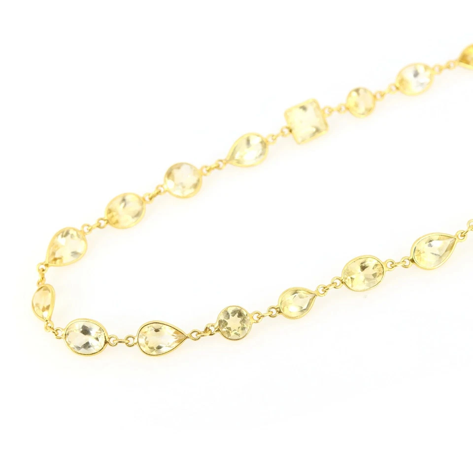 Collar de cadena de piedras preciosas de citrino collar de plata de ley 925 joyería para mujer Foto 2 de 3