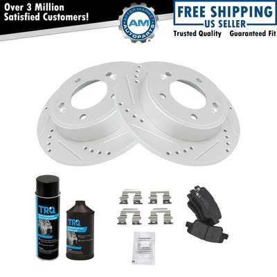 Rear Premium Posi Ceramic Brake Pad & Performance Rotor Kit w/Chemicals