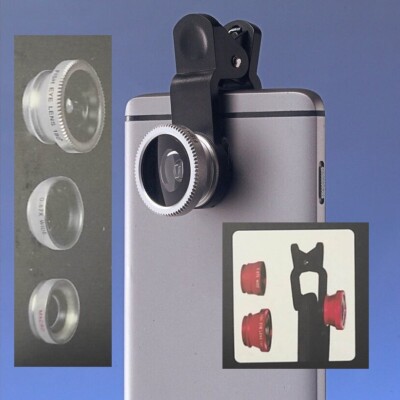 Smartphone Linsen Set 3x Handy Objektiv Fisheye Weitwinkel Makro Perspektive