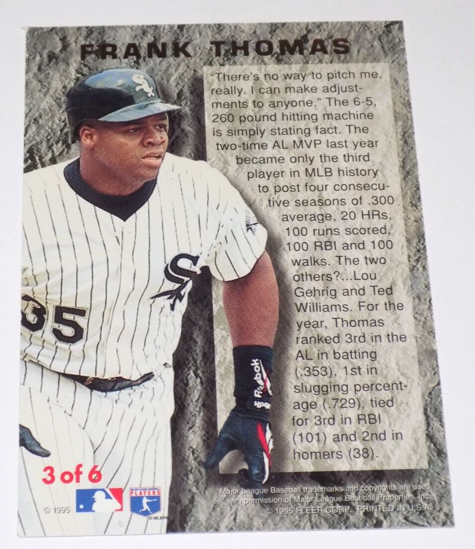1995 Fleer Ultra Power Plus Frank Thomas Baseball Card #3 of 6 | eBay