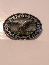 Vintage 1985 Siskiyou Belt Buckle Co. Colored Enamel Inlay "Oregon Flying Eagle"