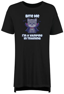 Bite Me Halloween Nightie Womens I'm a Vampire in Training Ladies Night Shirt