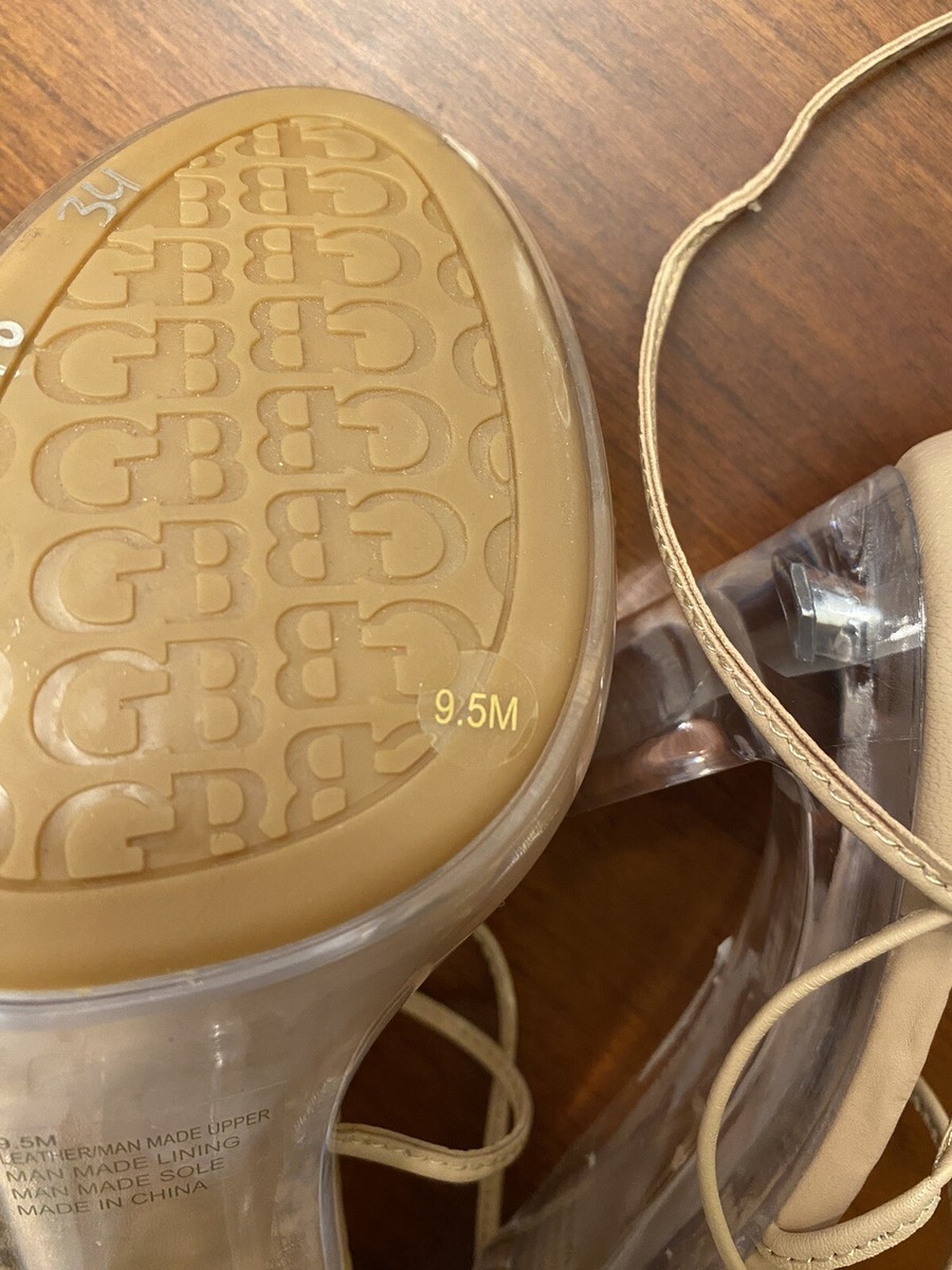 GB Clear Heel Strappy Sandals Color Beige Size 9.5 | eBay