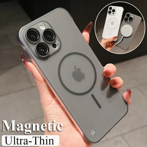 For iPhone 16 15 Pro Max 14 13 12 Ultra-thin Frameless Magnetic Hard Case Cover