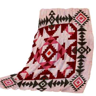 Red Snowflake Pause Needle Thread 3D Warm Plush Fleece Blanket Picnic Sofa Couch