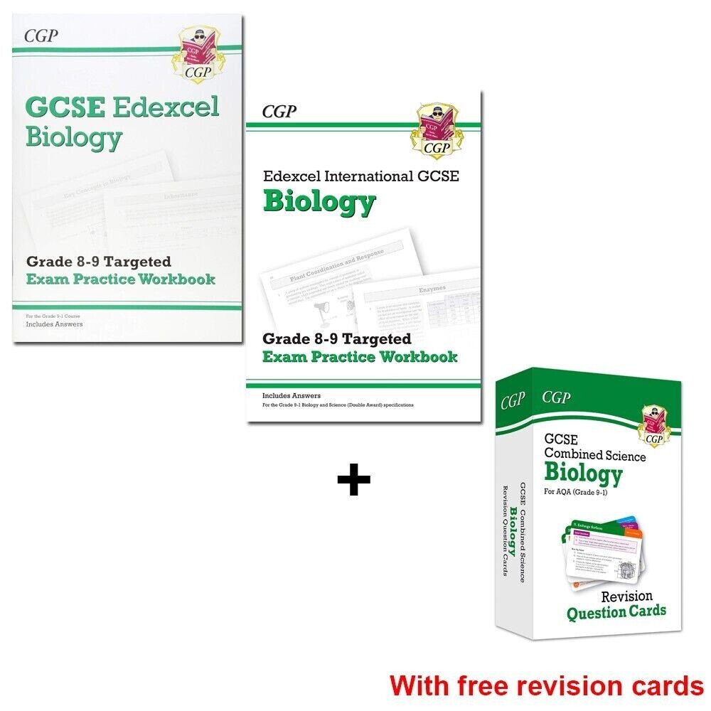 GCSE Edexcel Biology 8-9 Targeted Exam Practice Workbook 2 Books + Free Cards