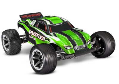 Traxxas 37054-8 Rustler 2WD Stadium Truck grün RTR mit Akku und 4A USB Lader
