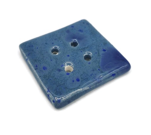 1Pc Large Sewing Button, Handmade Ceramic Speckled Blue Buttons For Coat, Blouse - Picture 4 of 10
