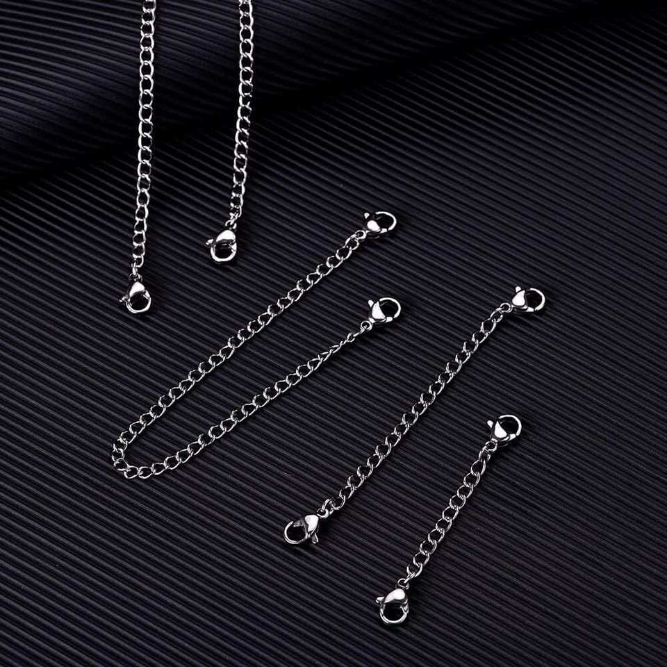 5Pcs Silver Stainless Steel Necklace Extender Chain Links eBay