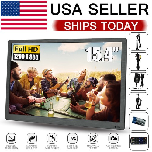 15inch Portable TV LCD Monitor With Antenna ATSC Tuner HDMI Rechargeable Battery
