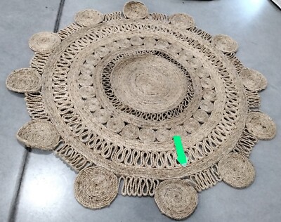 NATURAL 5' X 5' Round Broken Thread Rug, Reduced Price 1172747858 NF161A-5R
