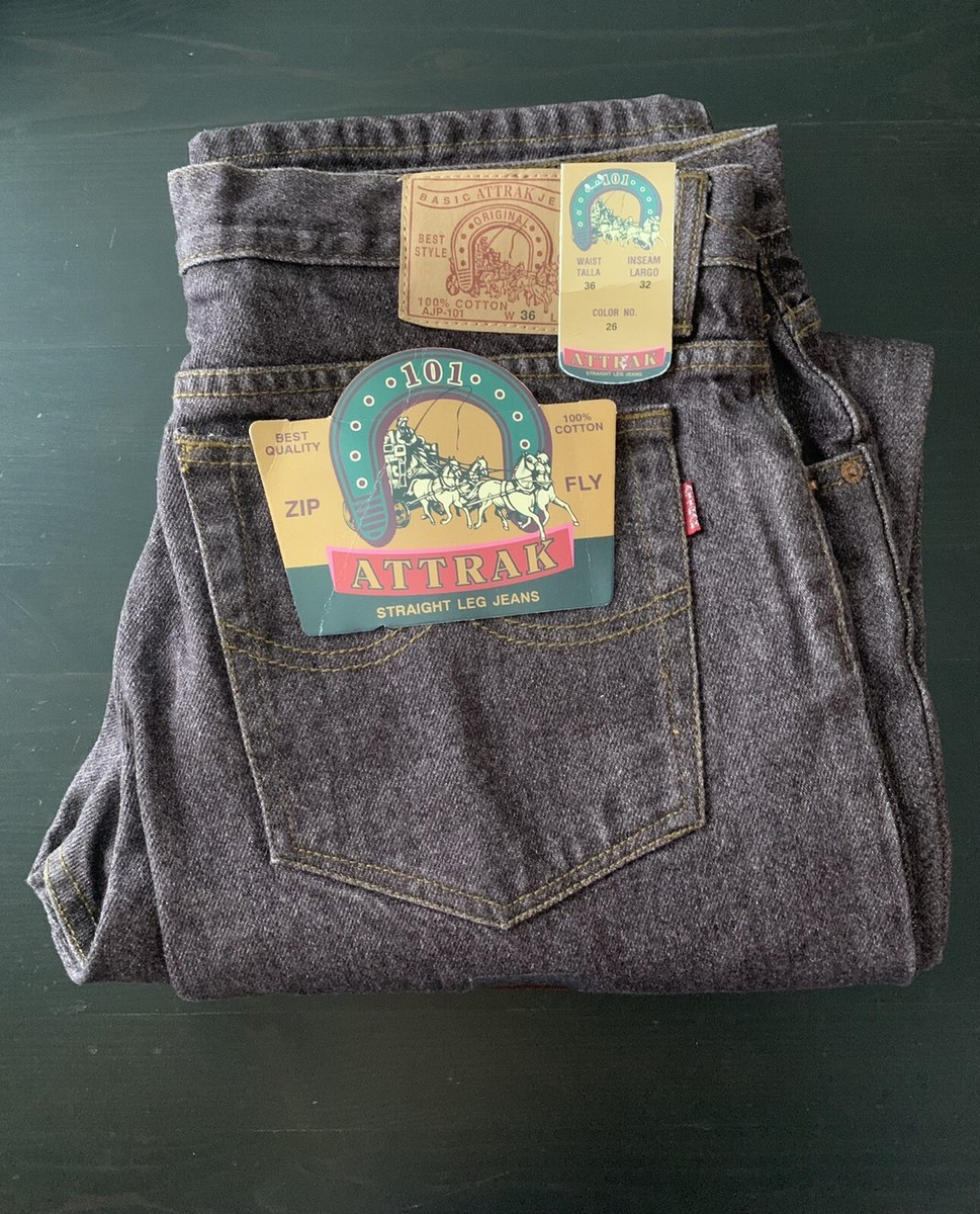 T.JEANS■(W)Backflag Alaska Down★送料込 ATTRAK Mens Jeans Size 36 X 32 Zip Fly Copper Burgundy