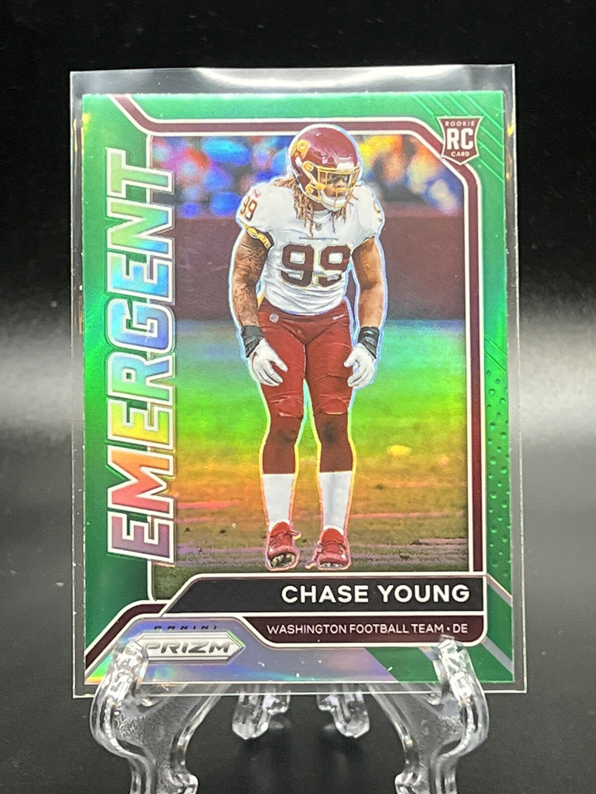 RC Chase Young 2020 Prizm Emergent Rookie Green Prizm #15 Washington Commanders