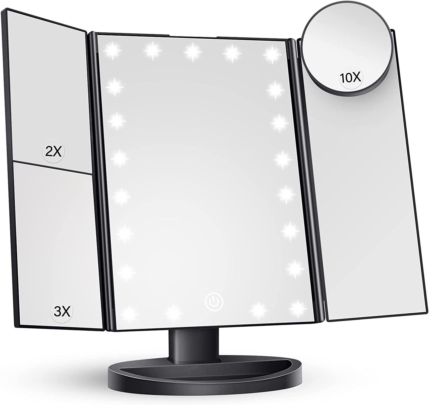 LED Vanity Mirror with Touch Lights 2X 3X 10X Magnification-image