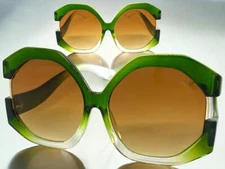 OVERSIZED EXAGGERATED Vintage Retro Style SUNGLASSES X-Large Funky Green Frame