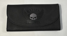 GENUINE HARLEY DAVIDSON 7'' BLACK GENUINE LEATHER WALLET ZWL8251-GRYBLK