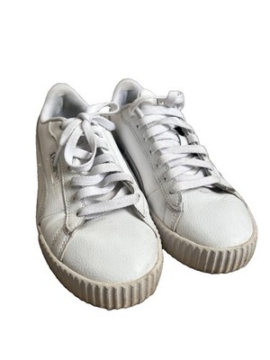 Puma Carina Lift White Leather Platform Sneakers Women s 7.5 Casual Shoes