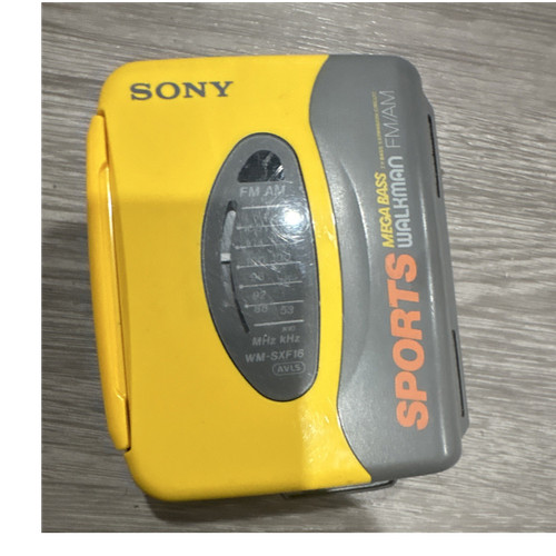 Sony Walkman WM-SXF16 Sports Cassette Player AM/FM Yellow Gray